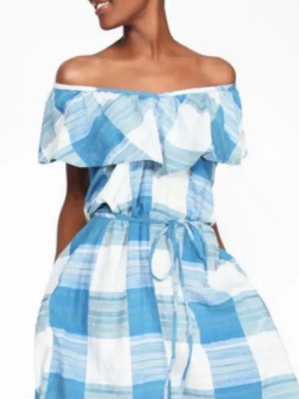 Ace and Jig blue and white off shoulder dress